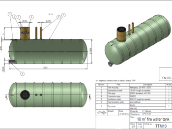 Ugunsdzēsības rezervuāri tehniskais zīmējums