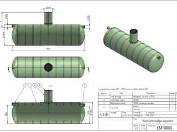 smilšu atdalītājs rasējums
