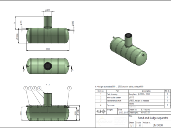 smilšu atdalītājs rasējums
