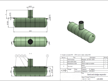 smilšu atdalītājs rasējums